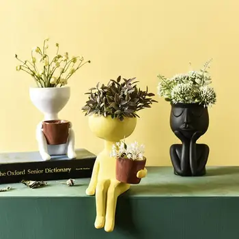 

1Pc Abstract Sculpture Flower Pot Decoration Human Body Shaped Flowerpot Nordic Style Flowerpot for Decoration Indoor Home