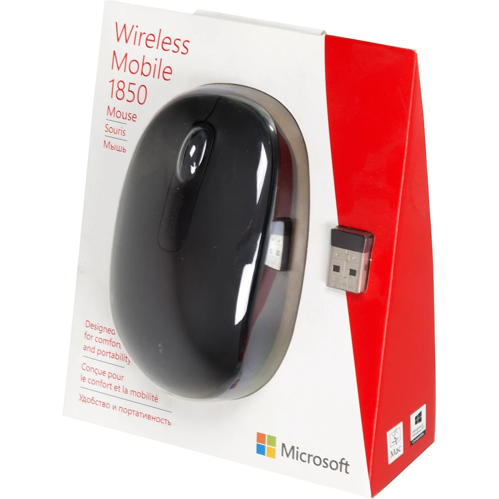 Мышь Microsoft Mobile Mouse 1850 черный оптическая(1000dpi) беспроводная USB для ноутбука(2but