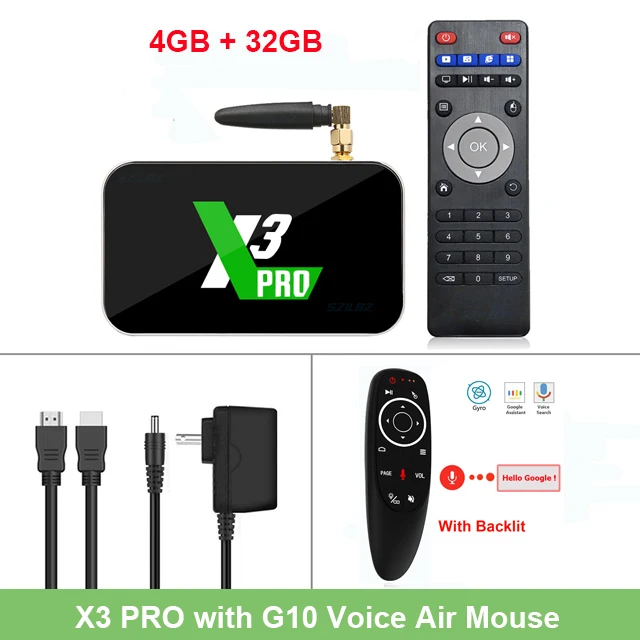 4GB 32GB G10 Backlit Горячая Распродажа ТВ-приставка X3 cube Android 9,0 X3 PRO Amlogic S905X3 4 Гб DDR4 32 Гб смарт-приставка 2,4G 5G WiFi Bluetooth 4K медиаплеер - Цвет: 4GB 32GB G10 Backlit