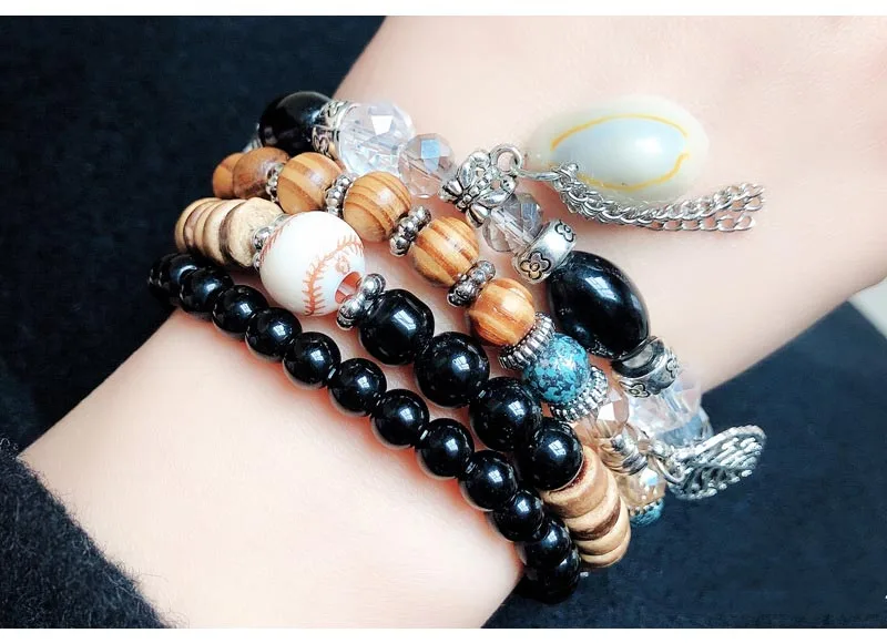 4 шт./компл. модный простой браслет с металлическим листом кисточками диким