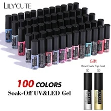 Lilycute 100 cores gel unha polonês conjunto cor gel uv led verniz design da arte do prego embeber fora gel conjunto de unhas diy gel conjunto