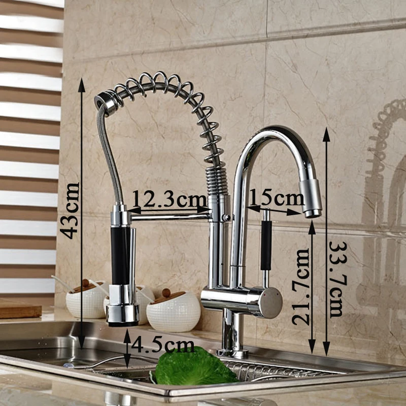 Classical-Style-Chrome-Spring-Pull-Down-Sprayer-Single-Kitchen-Faucet-Double-Handle-Faucet-Free-Hands-Faucets