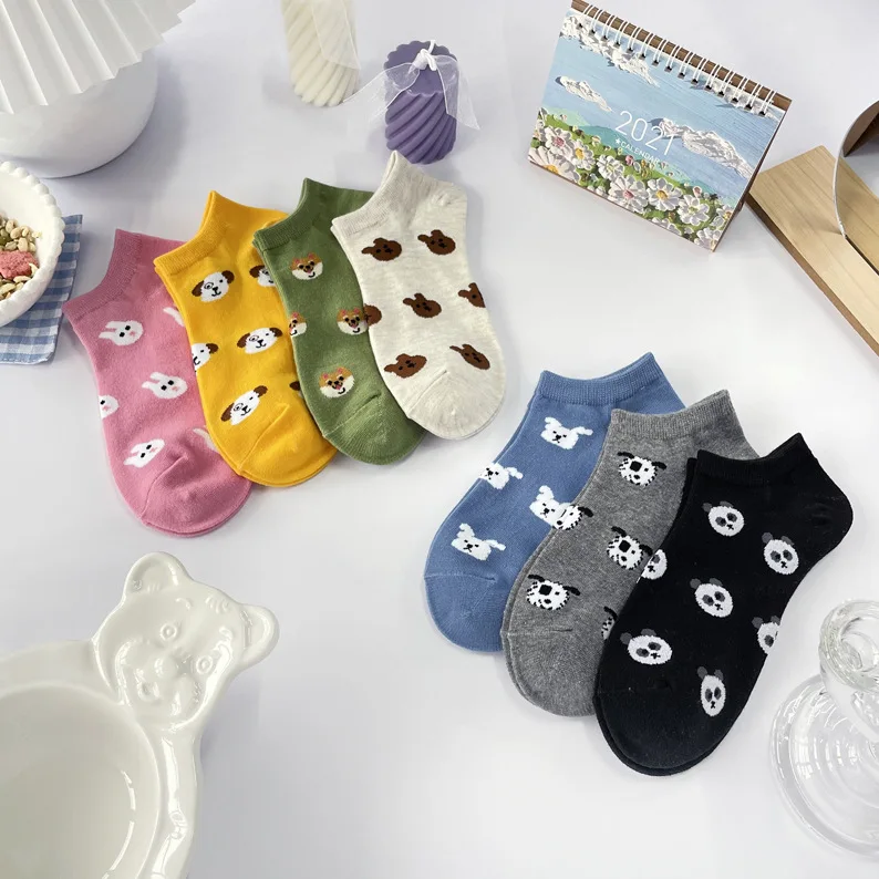 

Women Socks Cute Animal Spring Short Korean Style Funny Cat Dog Panda Low Cut Ankle Short Sox Happy Soks Medias streetwear Sock