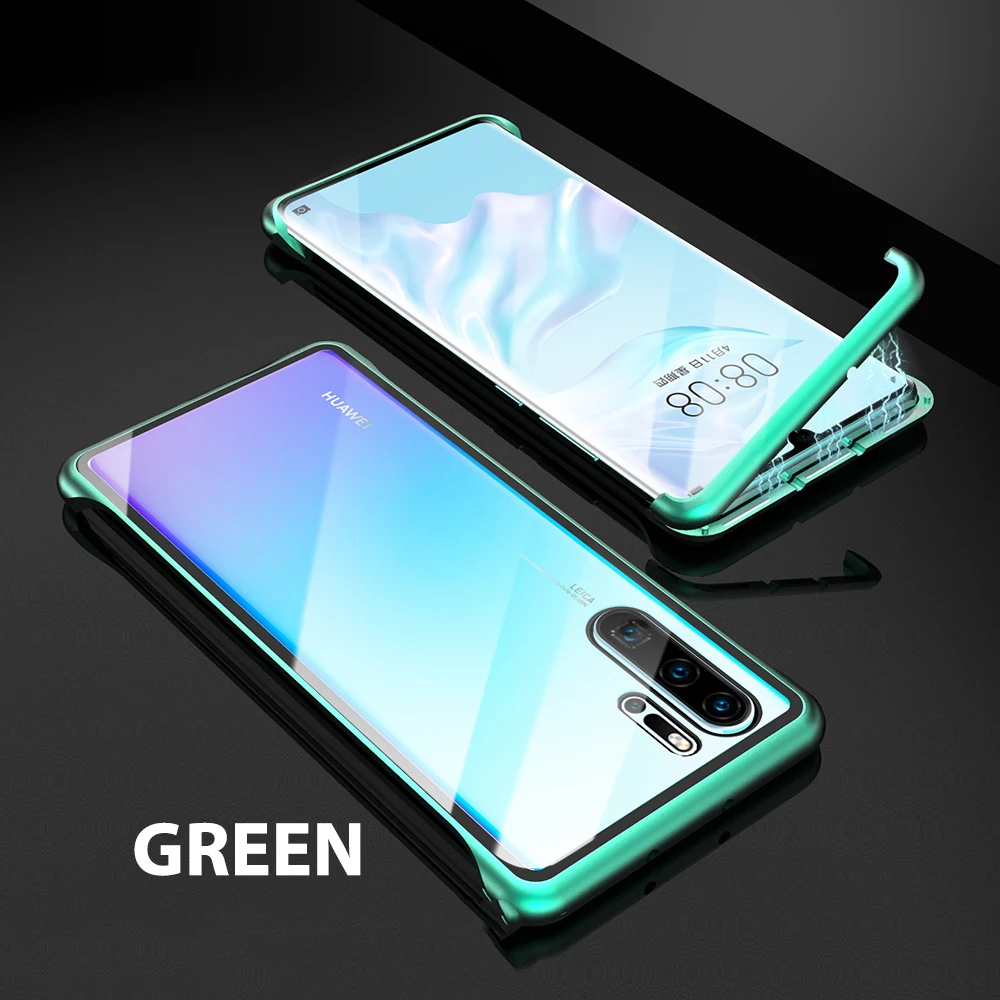 Бронированный металлический магнитный чехол для huawei P30 Pro P30 чехол металлический жесткий стеклянный противоударный чехол для huawei mate 30 30 Pro Чехол для телефона - Цвет: Green