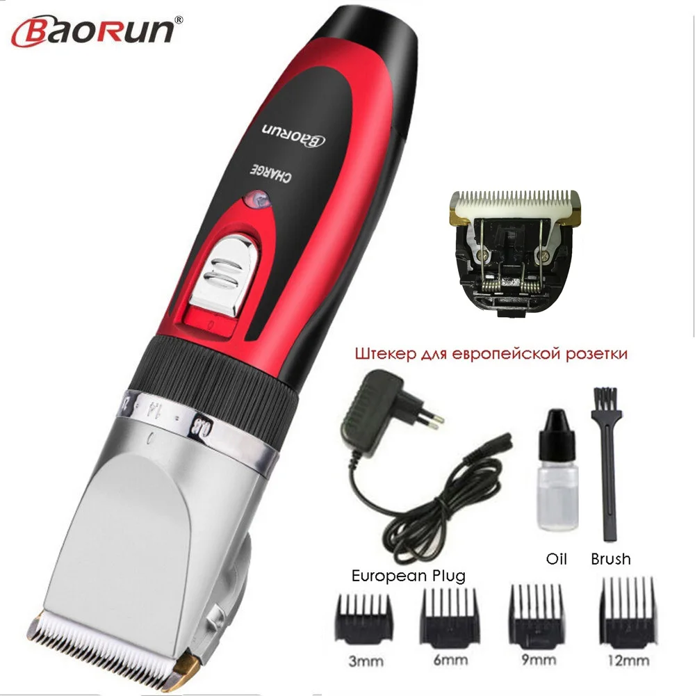 Red Add Spare Blade Профессиональная электрическая машинка для стрижки волос, перезаряжаемый триммер для волос, бритва для бороды, машинка для стрижки волос, для стрижки для мужчин, Салон 110-240 В - Цвет: Red Add Spare Blade