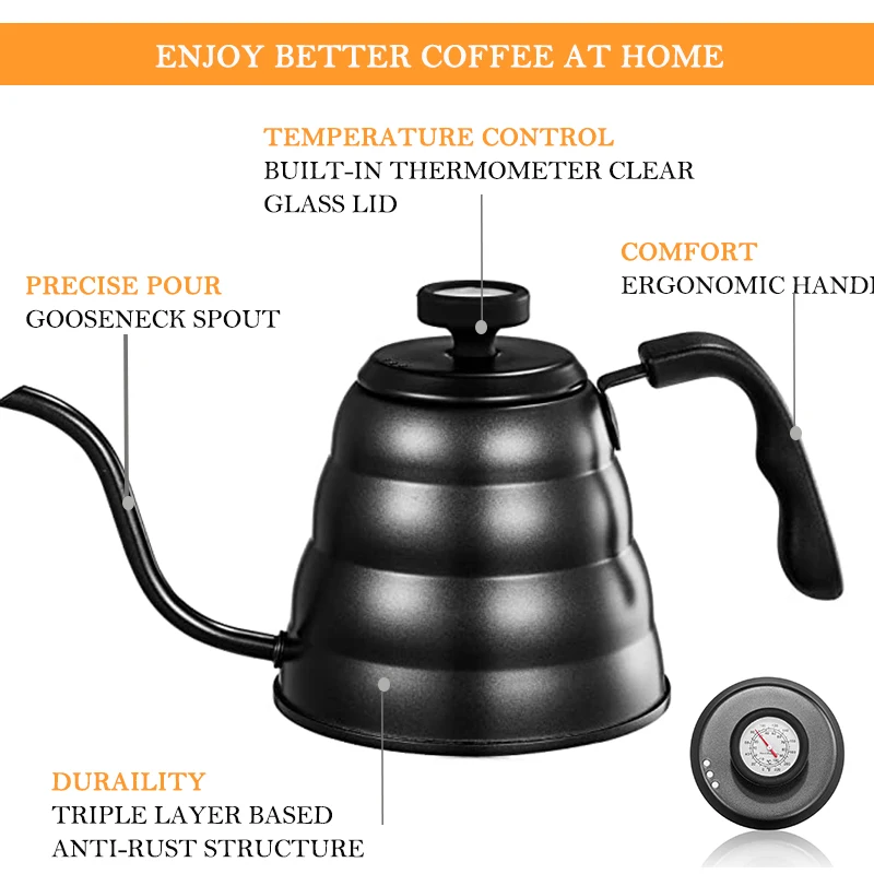 Coffee Gator Pour Over Kettle Gooseneck Spout with Thermometer for Drip  Coffee;Coffee Gator Pour Over Kettle Gooseneck Spout with Thermometer for  Coffee 