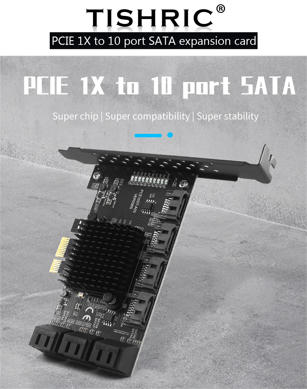 TISHRIC PCI-E SATA Controller Expansion Card - 6/8/10 Ports, ASM1166, PCI SATA3.0 Adapter Description Image.This Product Can Be Found With The Tag Names Adapter, Asm1166 6 ports, Asm1166 sata controller, Expansion card, Pci sata ide controller card