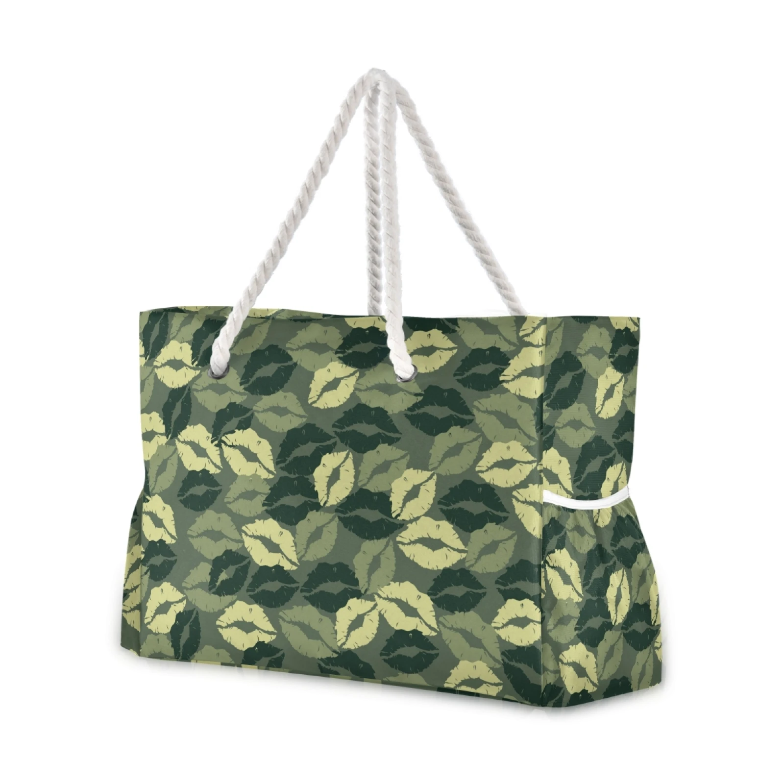 Bolsos de de camuflaje con labios besándose para mujer, de nailon, bolso de compras de gran capacidad de alta calidad| | AliExpress