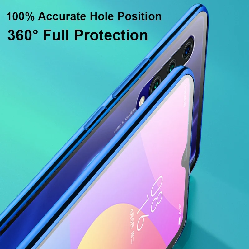 Металлический магнитный чехол для телефона для Xiaomi mi 9 SE mi 9 прозрачный CC9 A3 9 Lite 9 T красный mi K20 Note 7 8 Pro Чехол из закаленного стекла