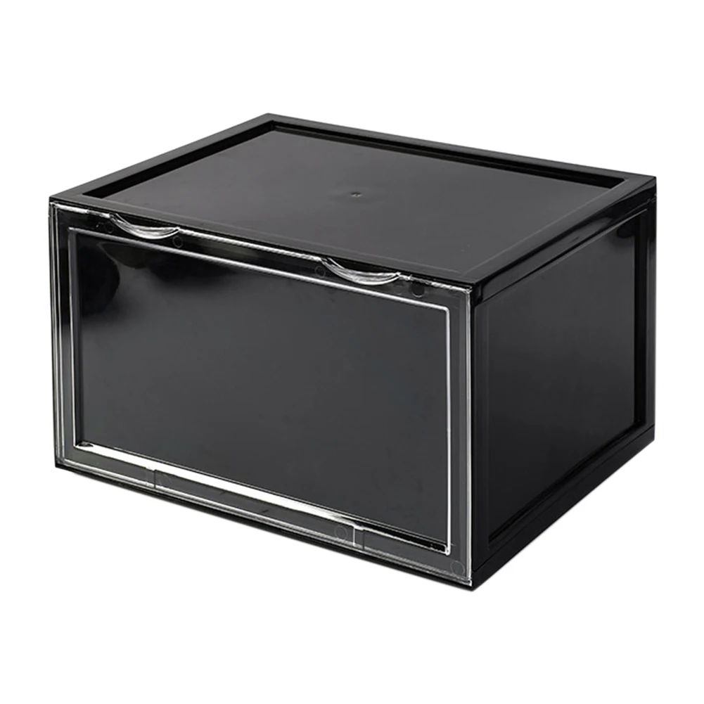Black Six Pieces Thicken Tidy Foldable Household Display Case Shoe Box Office Stackable Drawer Type Transparent Solid Detachable - Цвет: Black