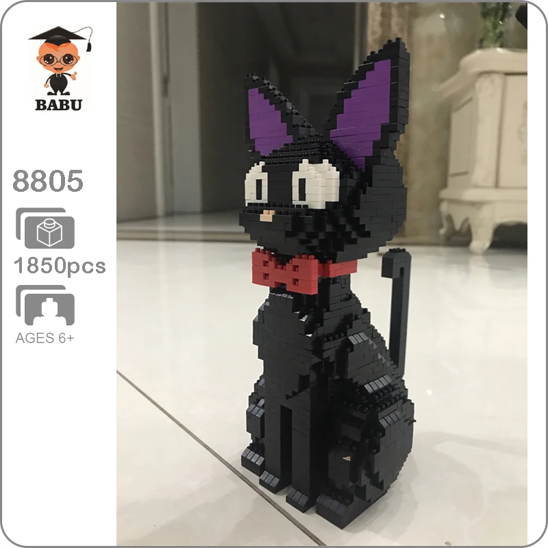 Babu 8806 мультяшный Джиджи Черный кот сидящий животное 3D модель 1780 шт DIY алмазные
