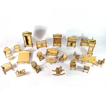 

Newest Safe non-poisonous Miniature Furniture for Children Gift Mini 3D Wooden Educational Decoration DIY Building Model Toys