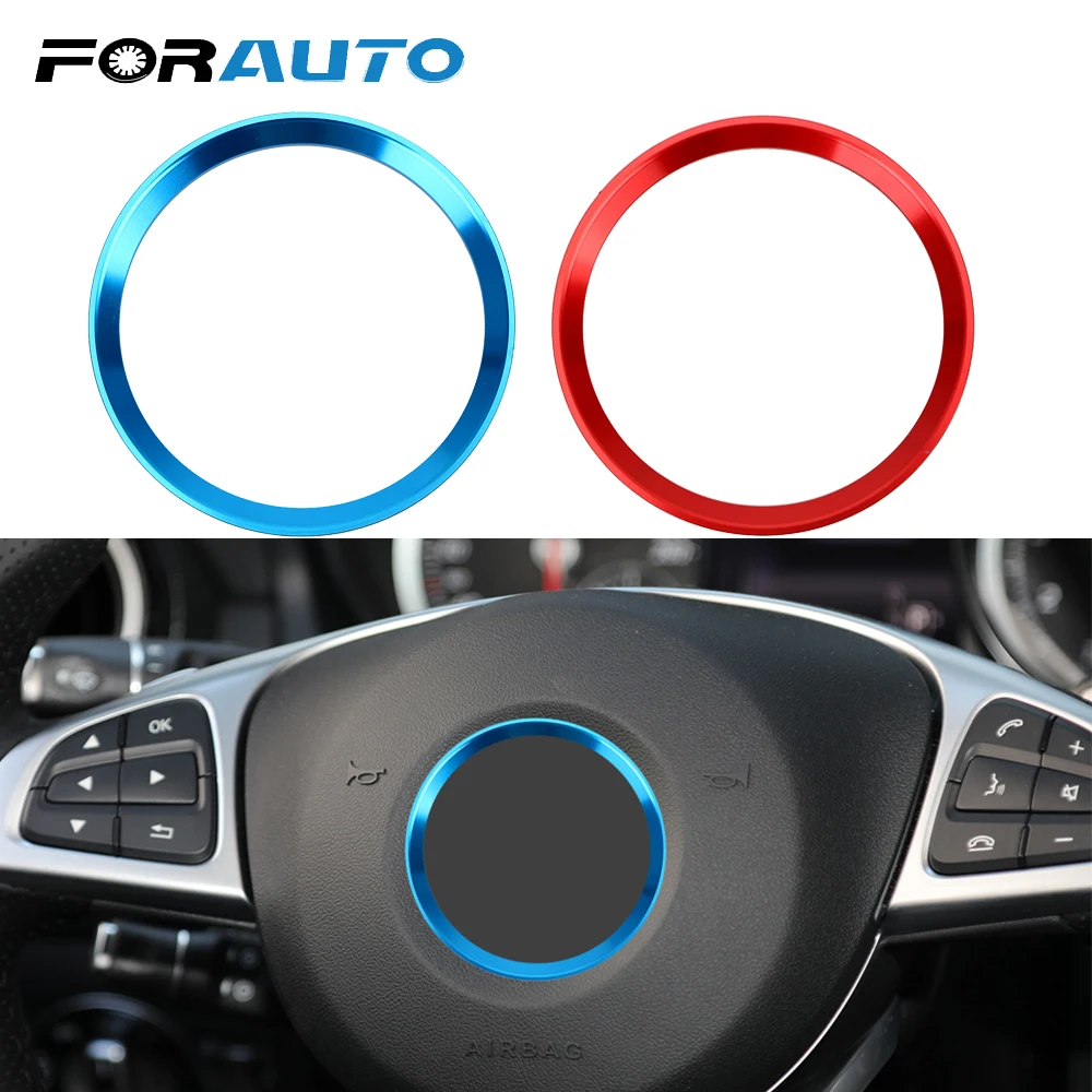 Blue and Red Color : Blue Steering Wheel Trim 1 PC of Car Steering Wheel Ring Cover Trim for Mercedes Benz CLA GLK A Class W204 W246 W176 W117.