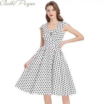 

Belle Poque Vintage Summer Dress Dot Bow Party Dress 2020 Casual Square Collar Elegant Dresses Ladies A Line Dress