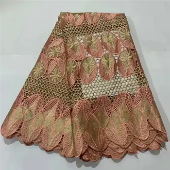 

2020 African Net Lace Fabric, High Quality Elegant Nigerian Wedding Lace Fabrics 5Yards Stones French Tulle lace HLL4587