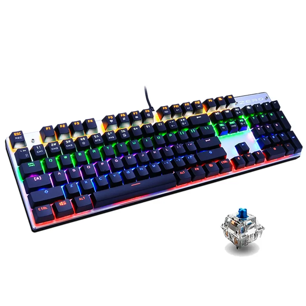 

Mechanical Keyboard 104 keys Switch Gaming Keyboards for Tablet Desktop with LED Adjustable Backlight Russian Sticker