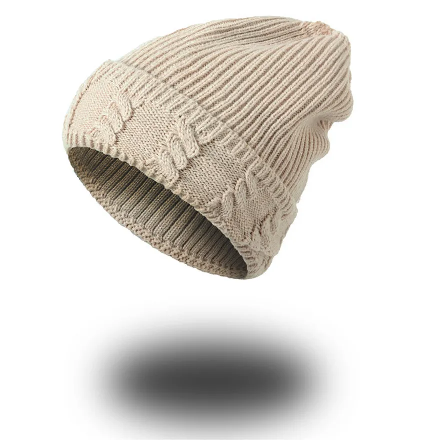 New men's autumn and winter outdoor knitted wool hat cuffed hooded fashion casual warm acrylic cap for men and women