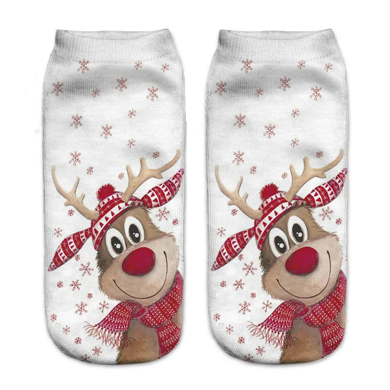 As shown Beautiful cartoon 3D printing pattern socks ladies funny personality fashion emoticons casual Harajuku Christmas socks new - Цвет: As shown
