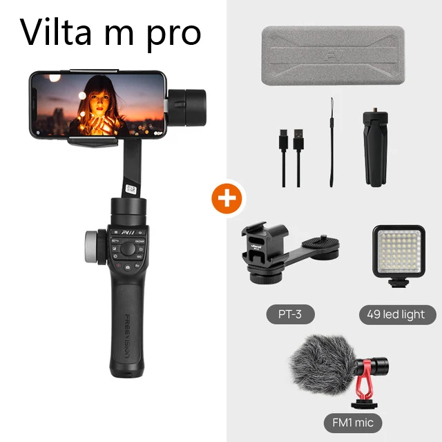 M pro w led mic moun Обратитесь в службу поддержки по купонам Freevision Vilta M Pro Vilta-m 3-осевой Карманный шарнирный стабилизатор для смартфона стабилизатор для iPhone samsung GoPro Экшн камеры vs гладкой 4 Осмо 2 - Цвет: M pro w led mic moun