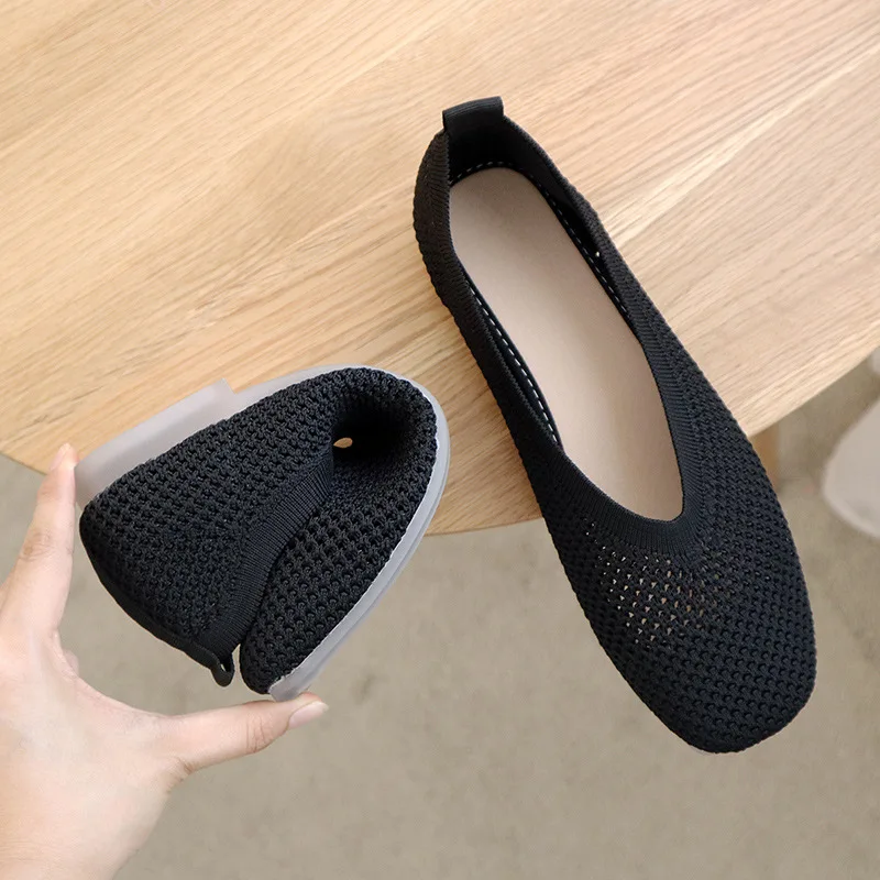 Women Shoes 2022 Mesh Square Toe Flat Shoes Women Soft Bottom Hollow Out Shoes Women Breathable Casual Shoes Zapatos De Mujer 