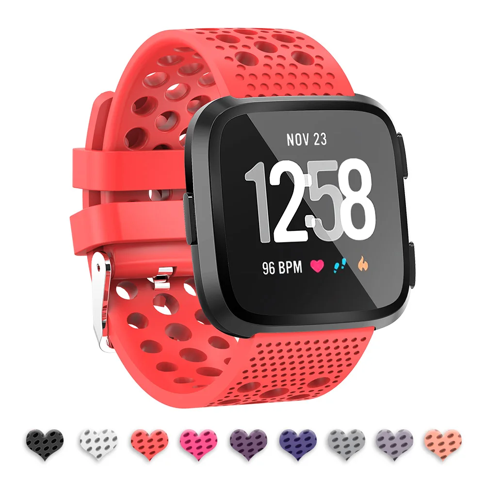 Baaletc для Fitbit Versa/Versa 2 сменные полосы цветной ремешок на запястье спортивный стиль с отверстиями мягкий материал умные часы браслет - Цвет: hot red