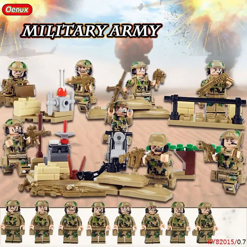 Oenux мини спецназ камуфляж солдаты рисунок военного Moc строительные блоки кирпич Совместимость с игрушка конструктор для детей