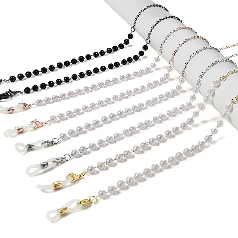 

2022 New Korean Vintage Crystal Pearl Pendant Necklace Mask Chain Strap Hang on Neck Glasses Holder Rope for Women