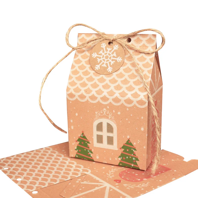 5 комплектов симпатичный в форме домика бумажная коробка для хранения Merry Christmas Kaft бумажная Подарочная коробка для украшения офисных канцелярских принадлежностей аксессуары для стола