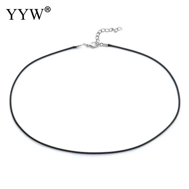 1,5 мм 2 мм черный кожаный шнурок ожерелье вращающаяся застежка для Diy ожерелье s ювелирный шнурок восковая веревка кружевная цепь со сталью 17 дюймов