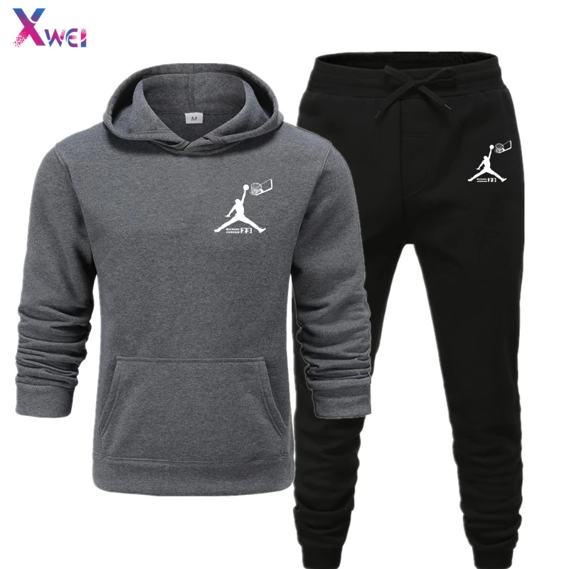 

2019 Autumn Brand Clothes Hoodies+Pants men sets Two Pieces Set Fashion Hooded Sweatshirts Sportswear Men Tracksuit Hoodie XWEI