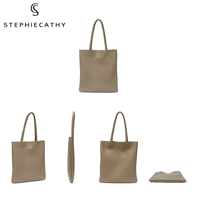 SC Real Cow Leather Double Shoulder Totes Bag Simple Solid Soft Cowhide Laptop Notebook Shopping Hand Carry Purse Large Handbag
