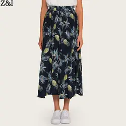 2019 Летний Новый Стиль Longuette оптовая продажа богемный эластичный пояс с принтом большая юбка пляжная юбка