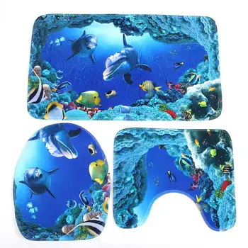 

Bath Mat Non-Slip Mat Sea Comfy Luxury Fashion Soft Cotton Cobblestone Toilet Lid Pad Home Supplies Bathroom Carpet Floor