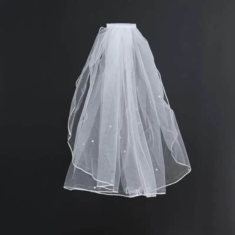 Женская короткая Тюлевая Фата для невесты свадебная фата с гребнем и кристальной