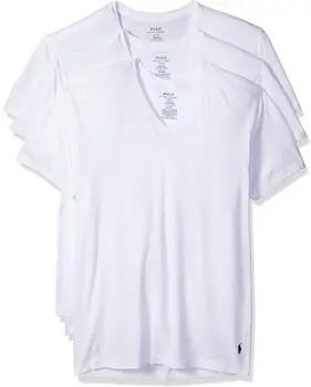 

YG1757 Men's Classic V-Neck Undershirts 3-Pack Short Casual Cotton O-Neck