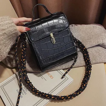 

Retro Fashion Square Crossbody Bag New Quality PU Leather Women's Designer Handbag Crocodile Pattern Shoulder Messenger Bags