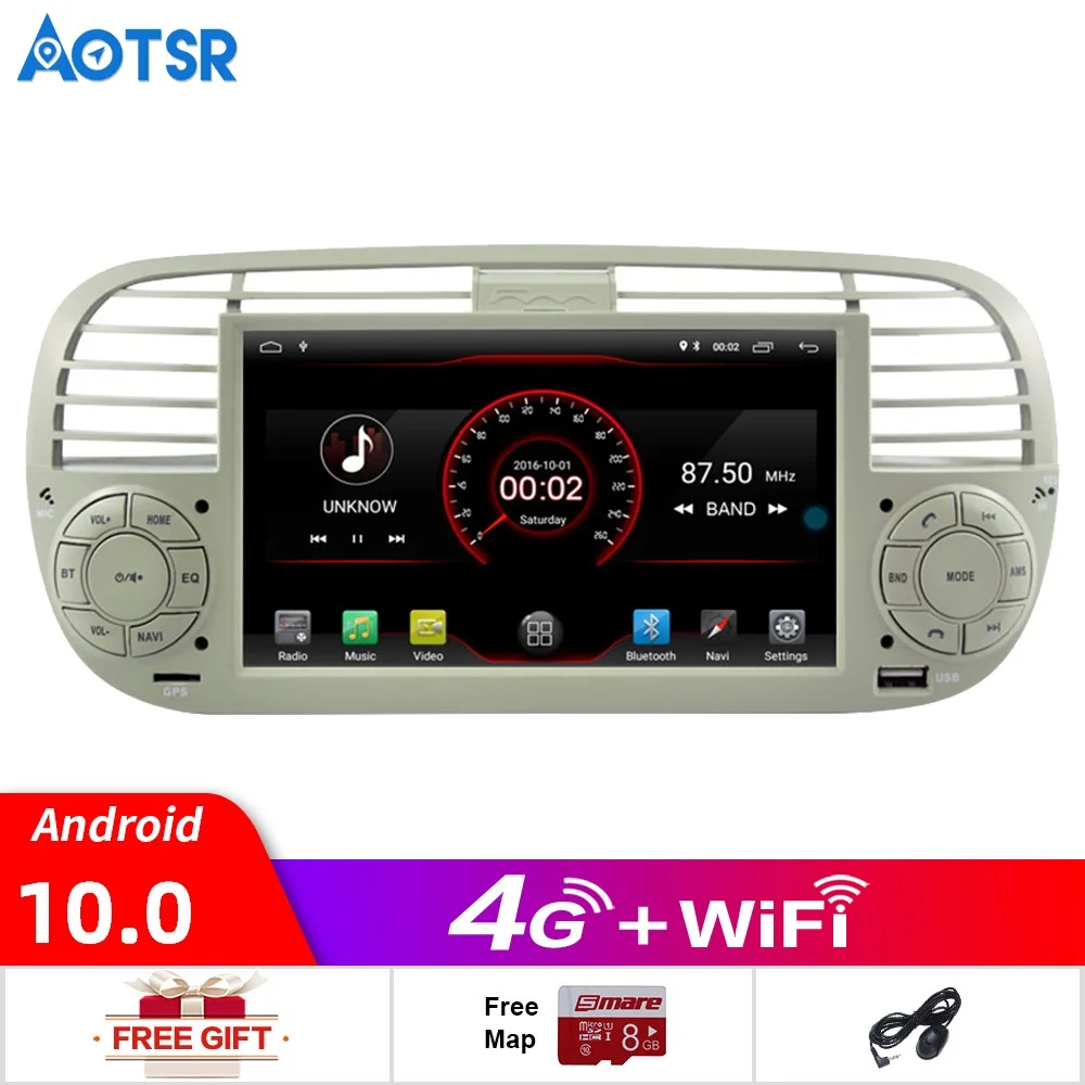 Android 10 0 автомобильный DVD мультимедийный плеер GPS для FIAT 500 2007-2014 Wifi аудио радио авто