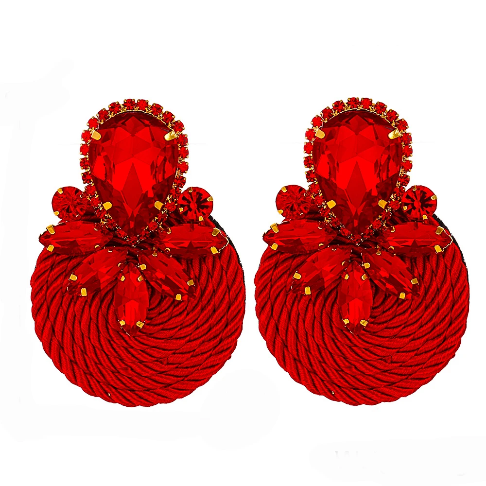 New Colorful Crystal Earrings For Women High-quality Rhinestone Handmade Round Drop Earring Fashion Jewelry Gift