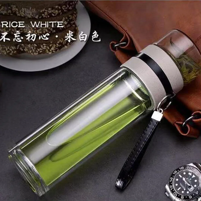Double-layer Tea Bottle High Borosilicate Glass Water Bottle Men's Office Special High-grade Teapot with Tea Partition Glass Cup