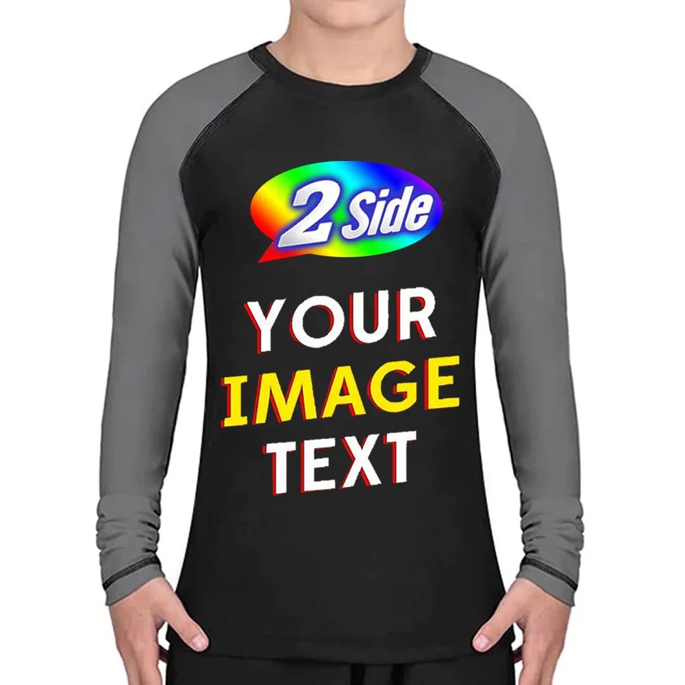 Make Your OWN Jersey Training T Shirts- Kids BJJ Rash Guard Compression Shirt-Long Sleeve