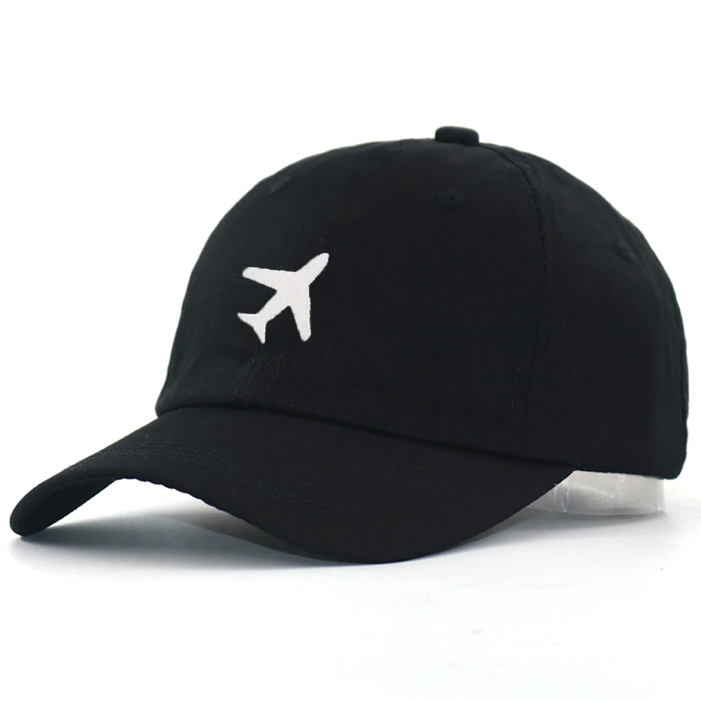 Черный Хлопок, бейсболки с самолетами, Регулируемая вышивка, черная шляпа для папы, мужская и женская хип-хоп бейсболка, высокое качество - Цвет: Черный