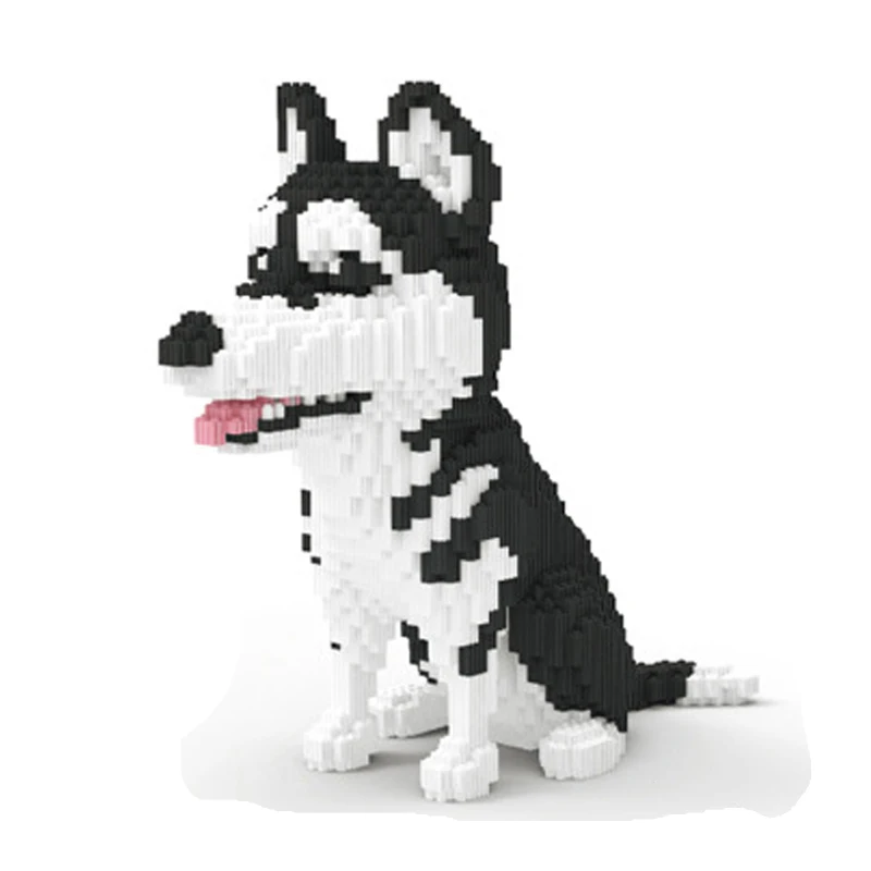 Xizai 8032 мультяшная собака сибирская Хаски животное 3D модель DIY мини микро строительные блоки кирпичи сборная игрушка 32 см высота без коробки