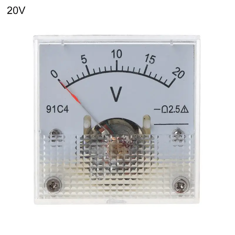 91C4 DC Вольтметр аналоговый Панель Напряжение цифровая высокая температура указатель Тип 3/5/10/15/20/30/50/100/150/250V - Цвет: 20V