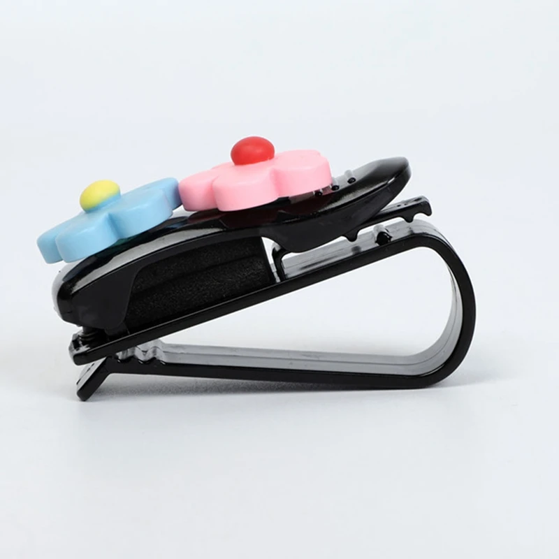 Car Cute Flower Sun Visor Sunglasses Eyeglasses Glasses Holder Clip Multi-Functional Ticket Clip Fastener Holder Accessories