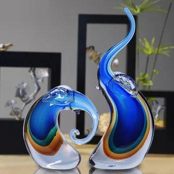 

Nordic Crystal Elephant Art Sculpture Animal Statue Figurine Orn Glass Crafts Home Decoration Accessories Wedding Gift R4857