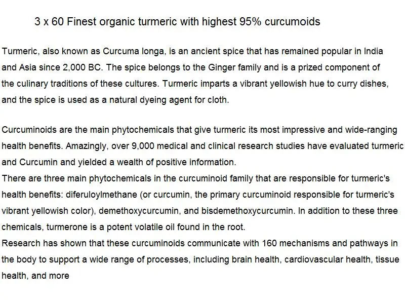 180 Tabs Max Purity Turmeric Curcumin 10:1 2500mg With Pepper