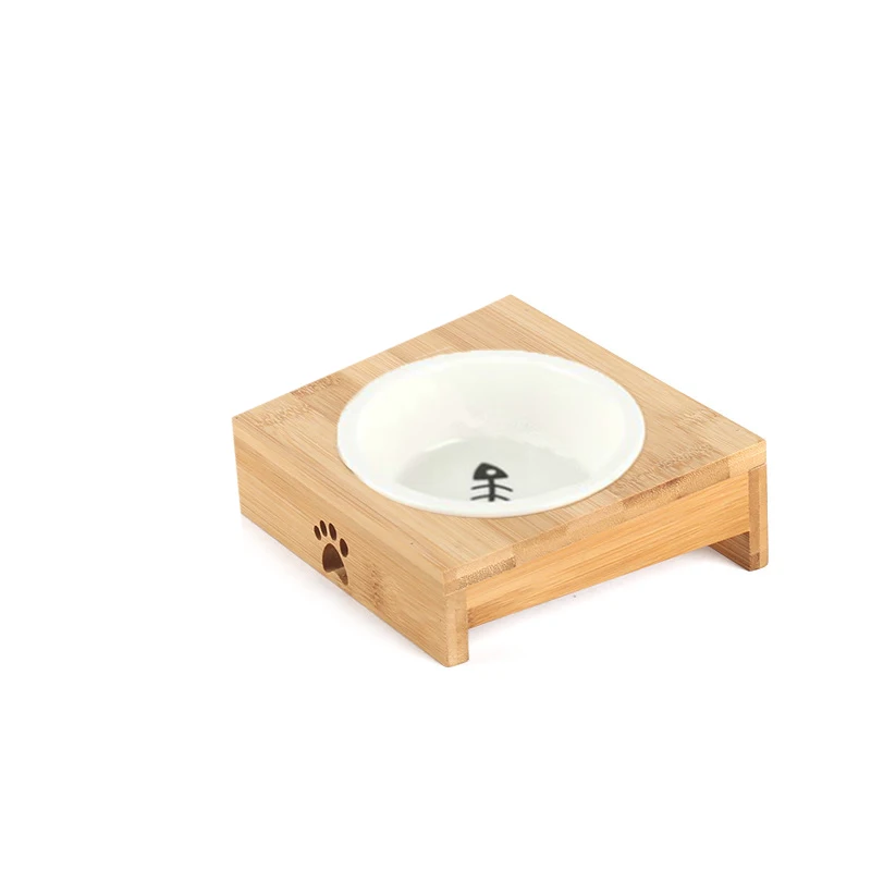 Ceramics Bowl Модернизированная наклонная кормушка для кошек из нержавеющей стали/керамическая миска для кормления собак и питья приподнятая подставка для кормушки для домашних животных - Цвет: Ceramics Bowl