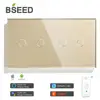 Bseed Wifi Control Touch Switch 4 Gang 157mm Light Switch Crystal Class Panel Switch White Black Golden ► Photo 3/6