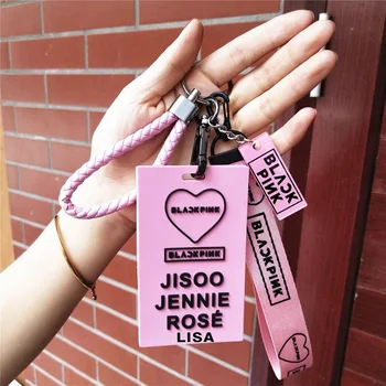 

Fashion Blackpink Card holder lanyard keychain set high quality GOT7 TWICE SEVENTEEN pendant key chain for fans gift hot sale
