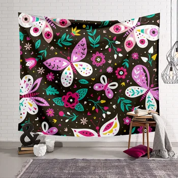 

Flower Butterfly Tapestry 3D Printing Tapestrying Rectangular Home Decor Wall Hanging 04